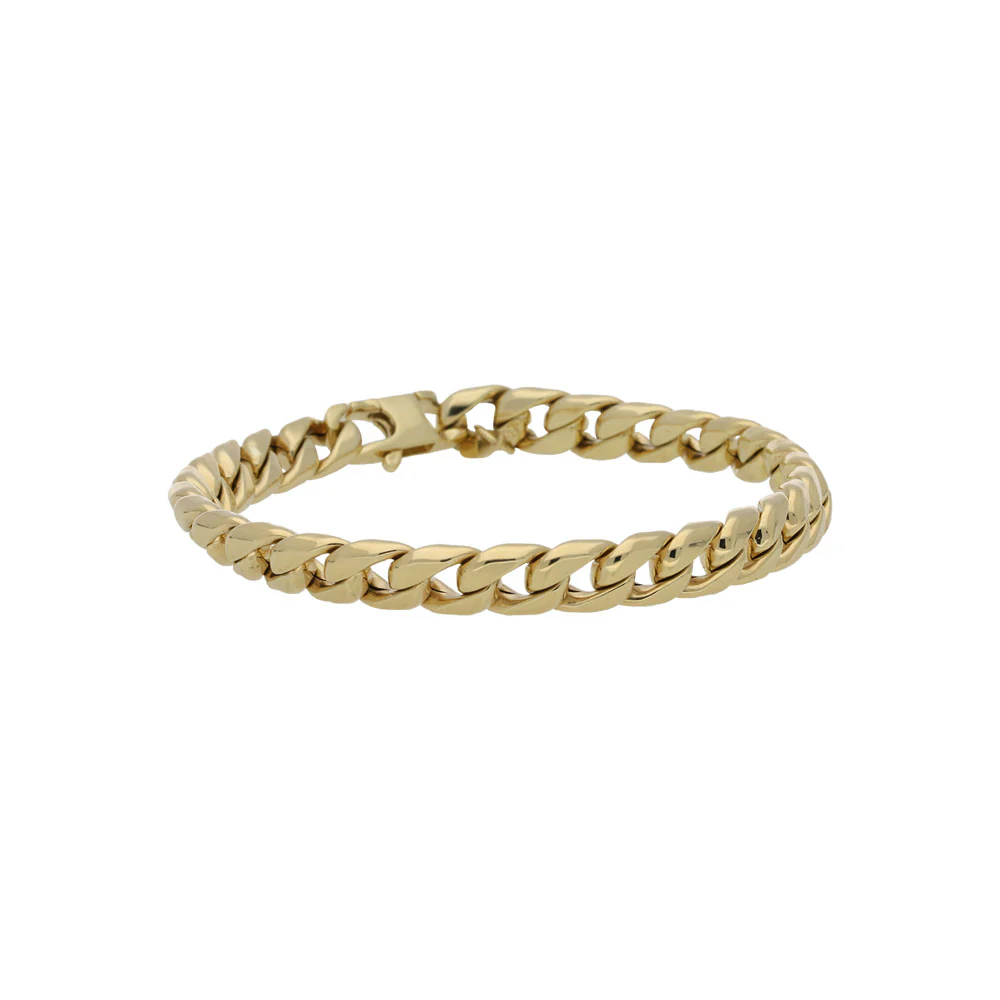 9ct Yellow Gold Flat Curb Link Men's 8" Chain Bracelet - Image 2