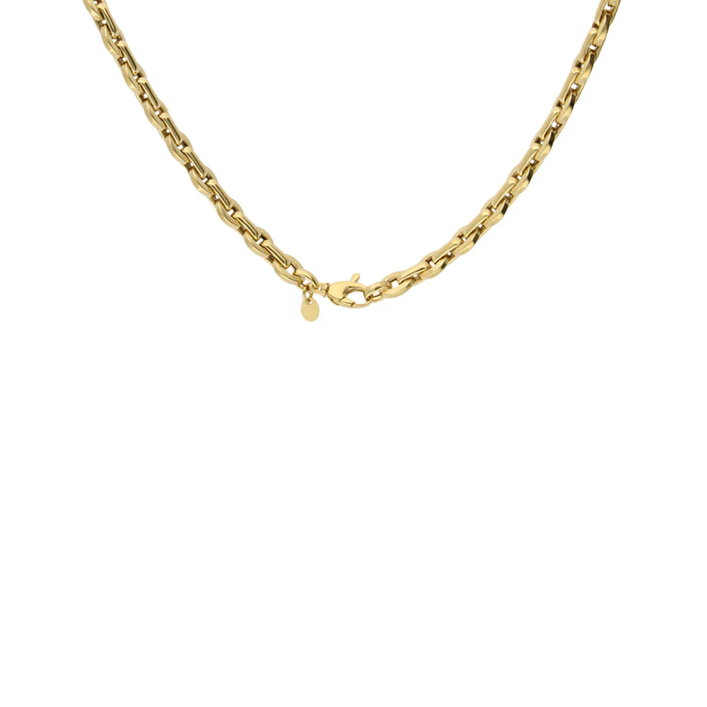 9ct Yellow Gold Flat Mini Oval Links with CZ Band 50cm Chain - Image 3