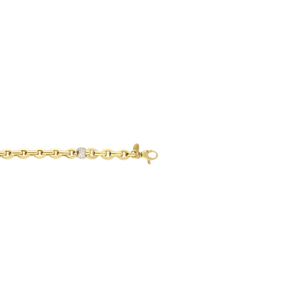 9ct Yellow Gold Flat Mini Oval Links with CZ Band Bracelet - Image 2