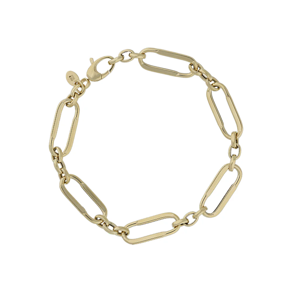 9ct Yellow Gold Flexible Long Oval Bracelet