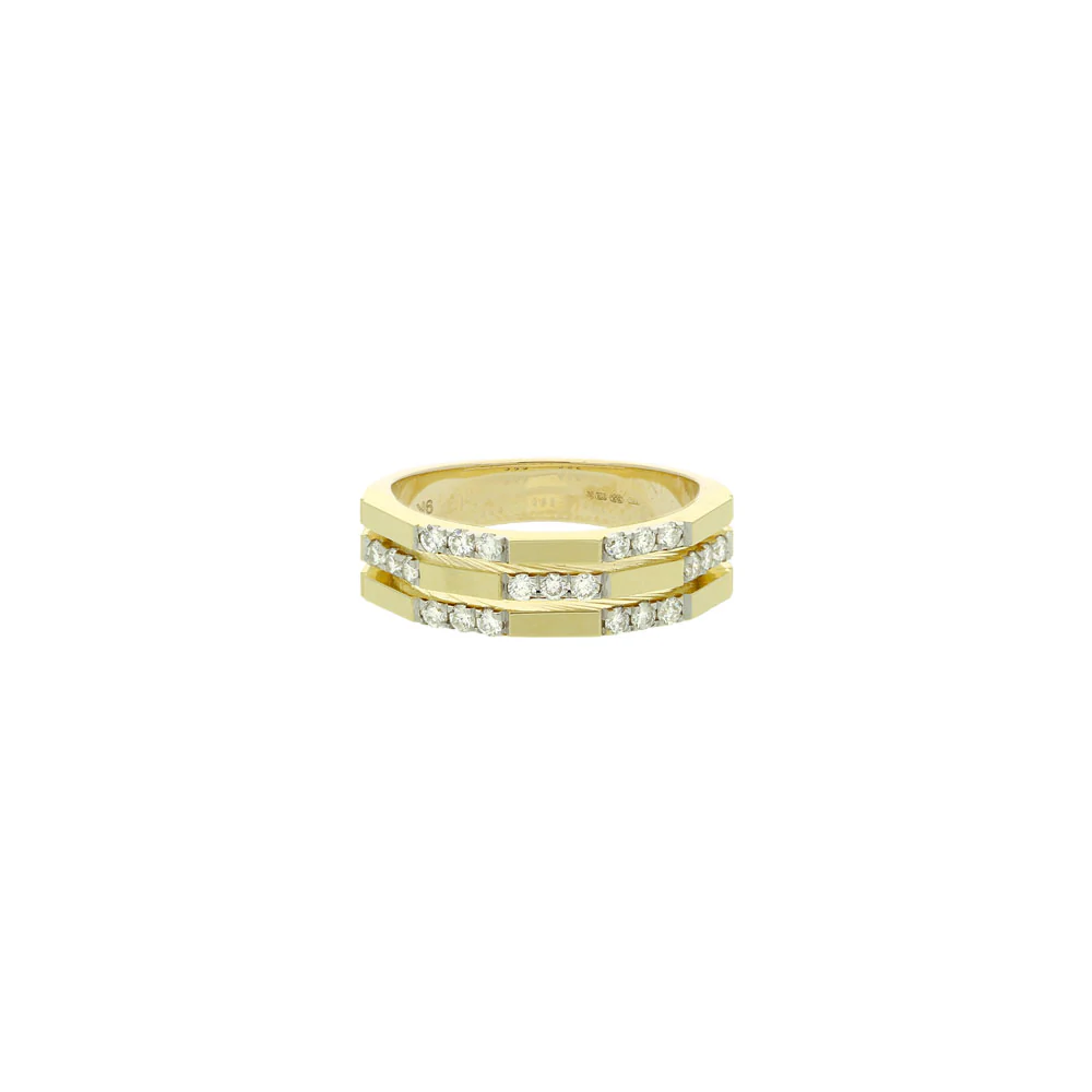 9ct Yellow Gold Geometric Diamond Dress Ring