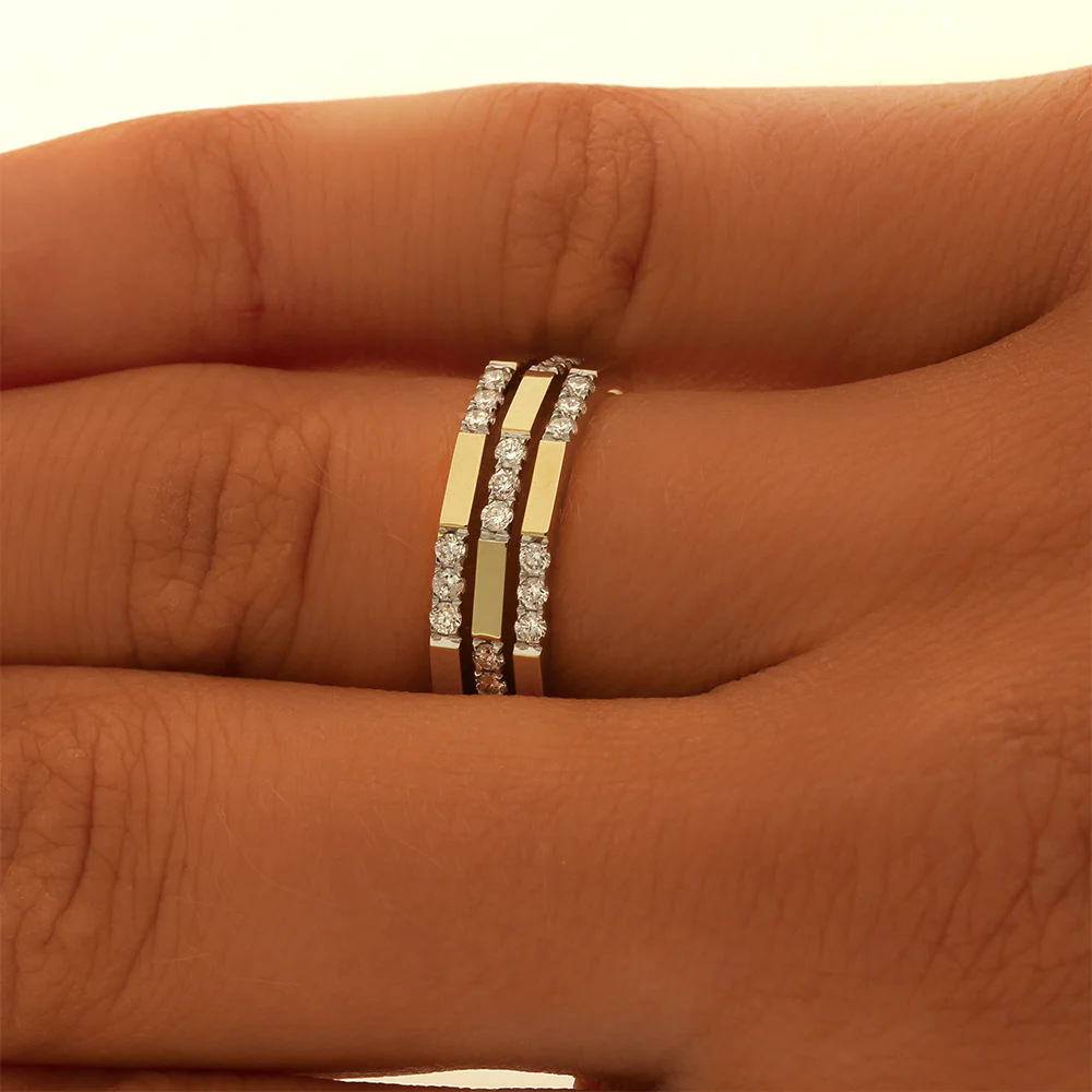 9ct Yellow Gold Geometric Diamond Dress Ring - Image 2