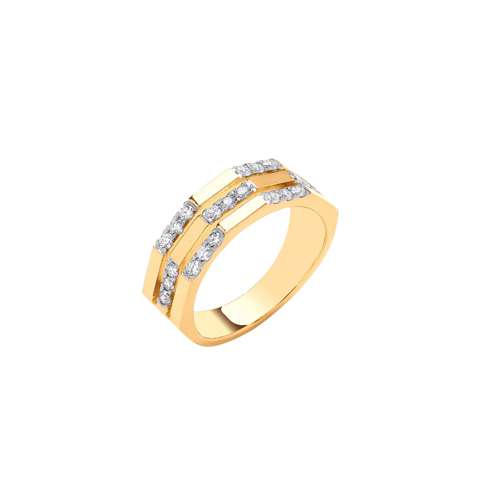 9ct Yellow Gold Geometric Diamond Dress Ring - Image 3