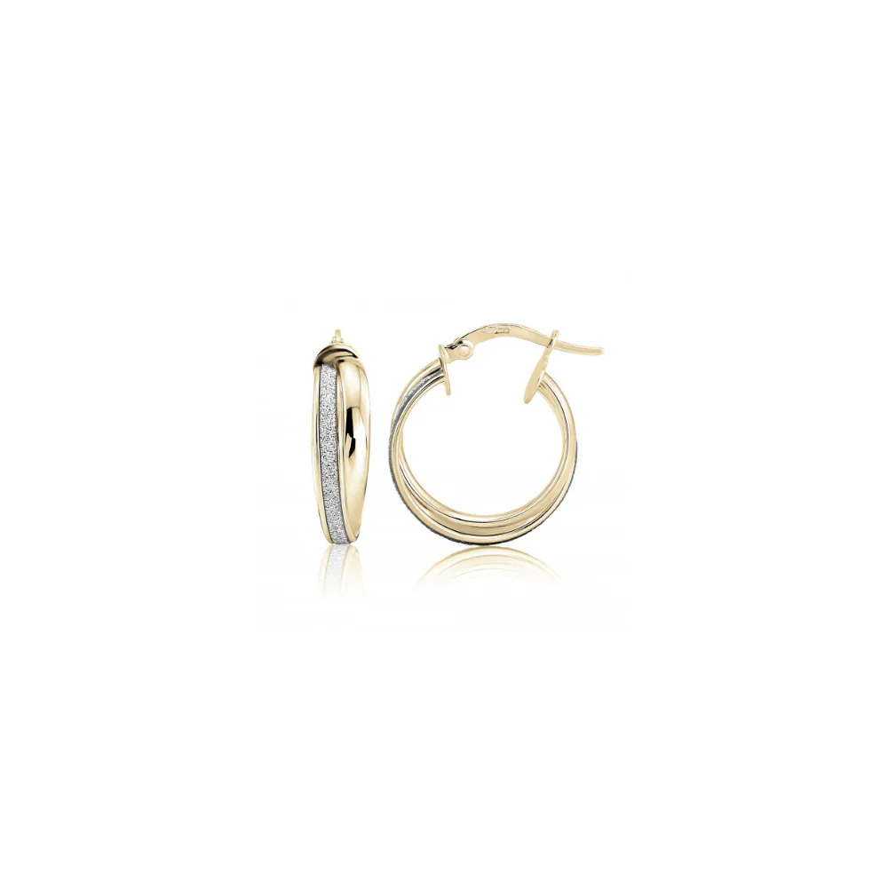 9ct Yellow Gold Glitter Small Hoop Earrings