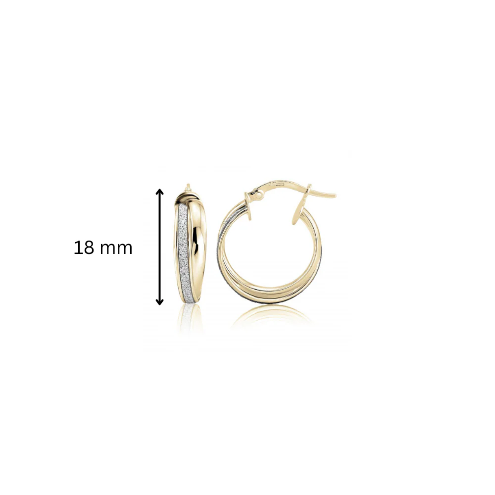 9ct Yellow Gold Glitter Small Hoop Earrings - Image 2