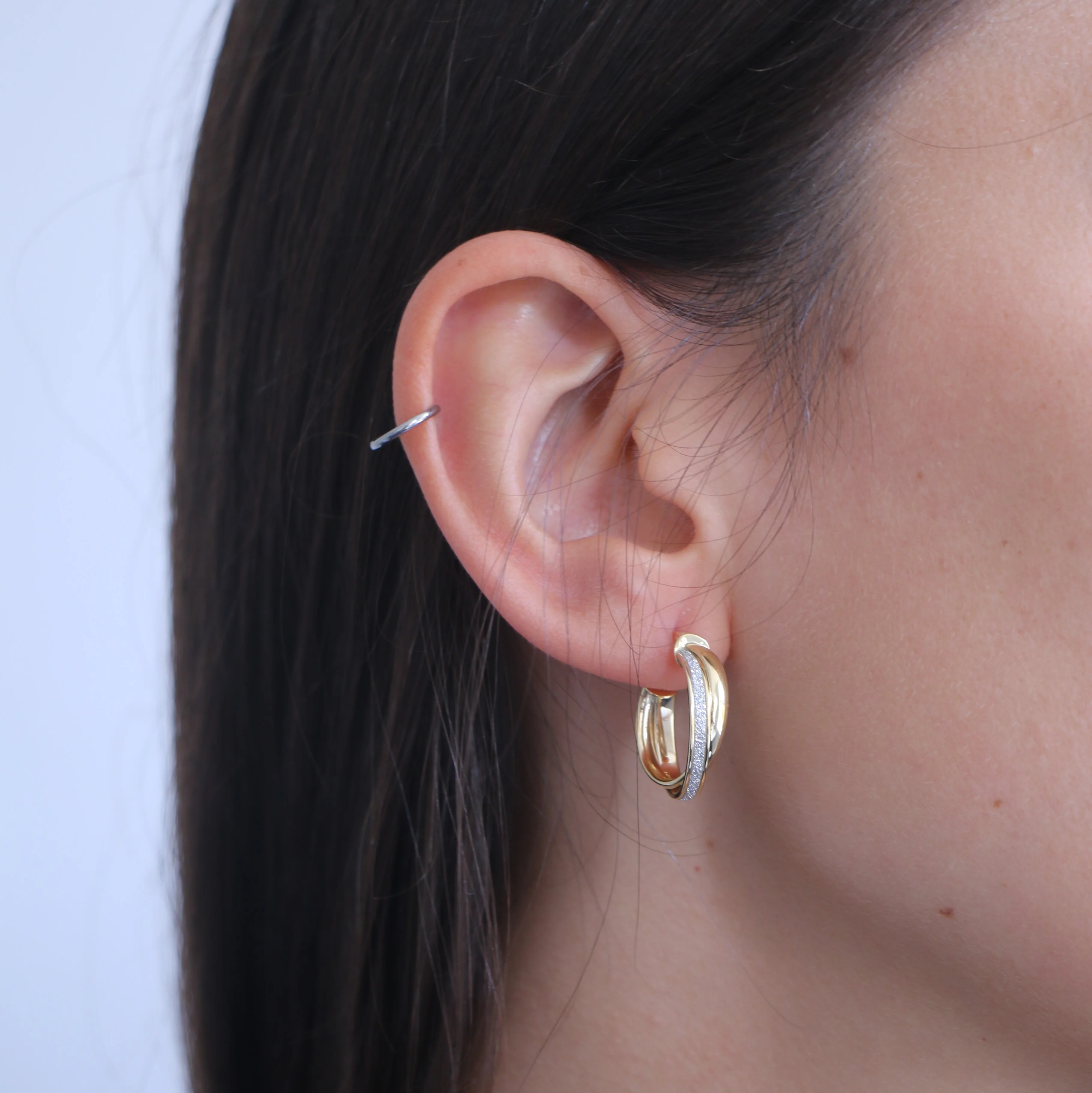 9ct Yellow Gold Glitter Small Hoop Earrings - Image 3