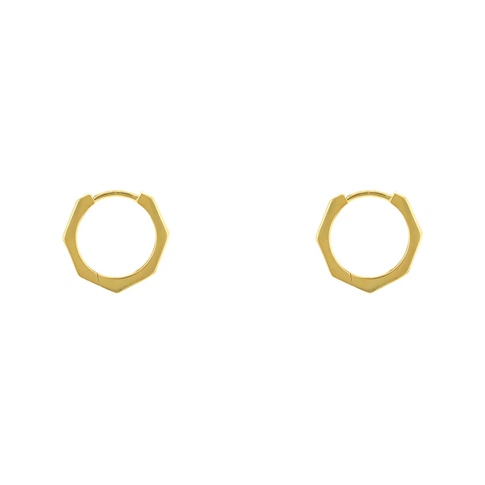 9ct Yellow Gold Heptagon Hoop Earrings
