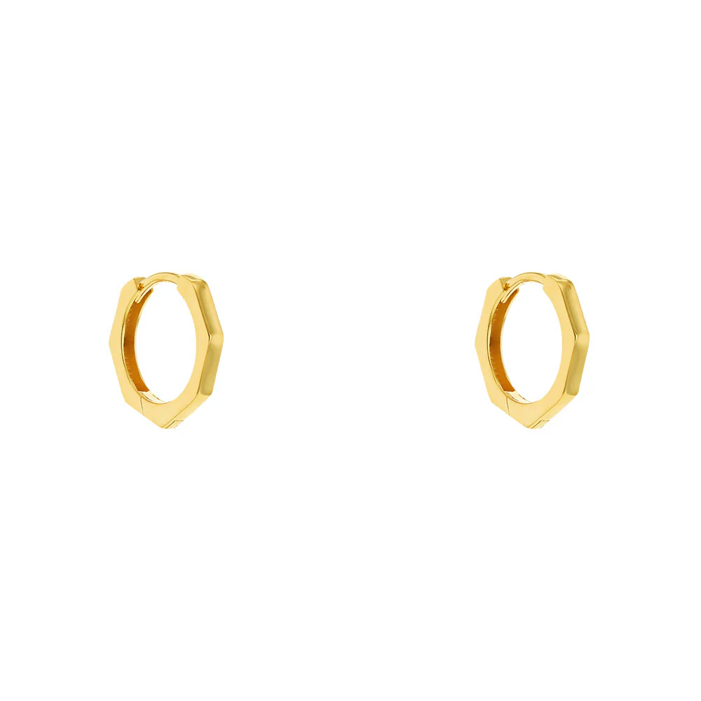 9ct Yellow Gold Heptagon Hoop Earrings - Image 2