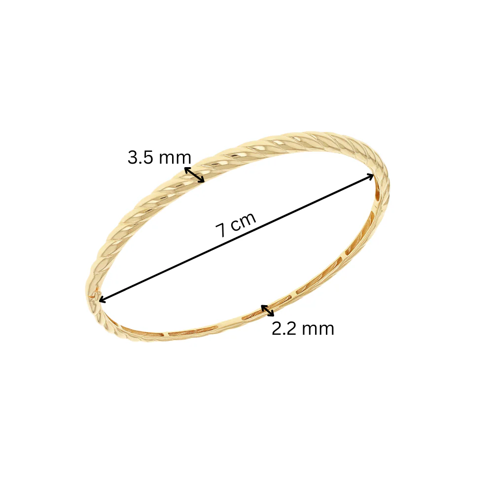 9ct Yellow Gold Hollow Twisted Bangle - Image 2