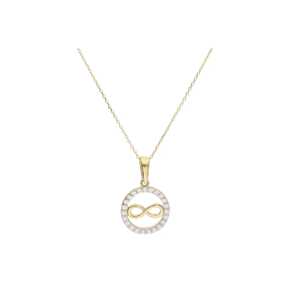 9ct Yellow Gold Infinity CZ Circle Pendant