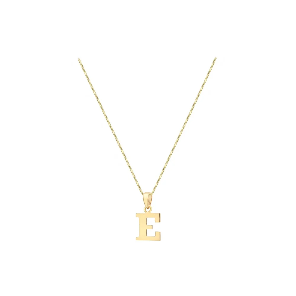 9ct Yellow Gold Initial 'E' Pendant