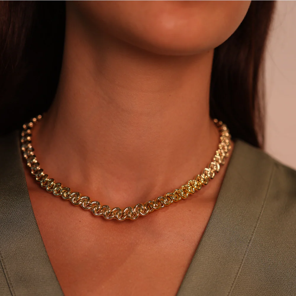 9ct Yellow Gold Interlock Link Chain - Image 2