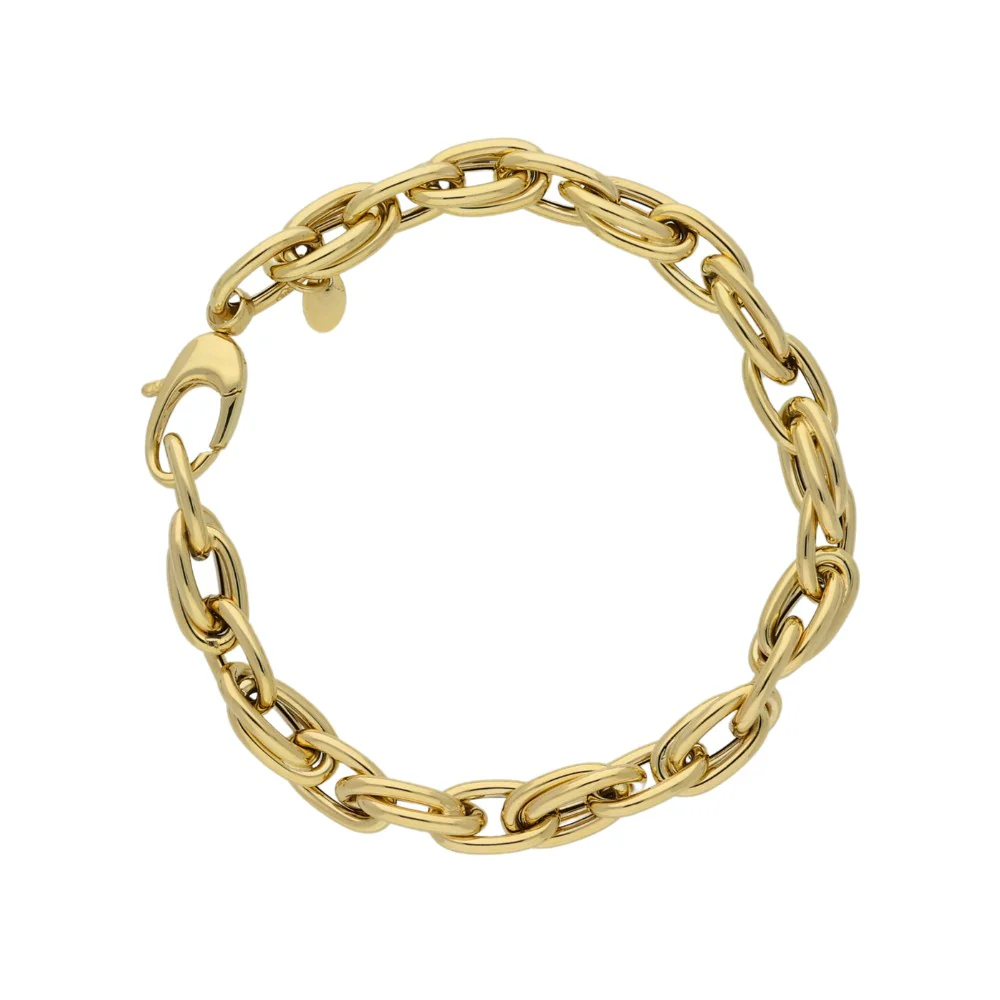 9ct Yellow Gold Interlocking Double Oval Bracelet