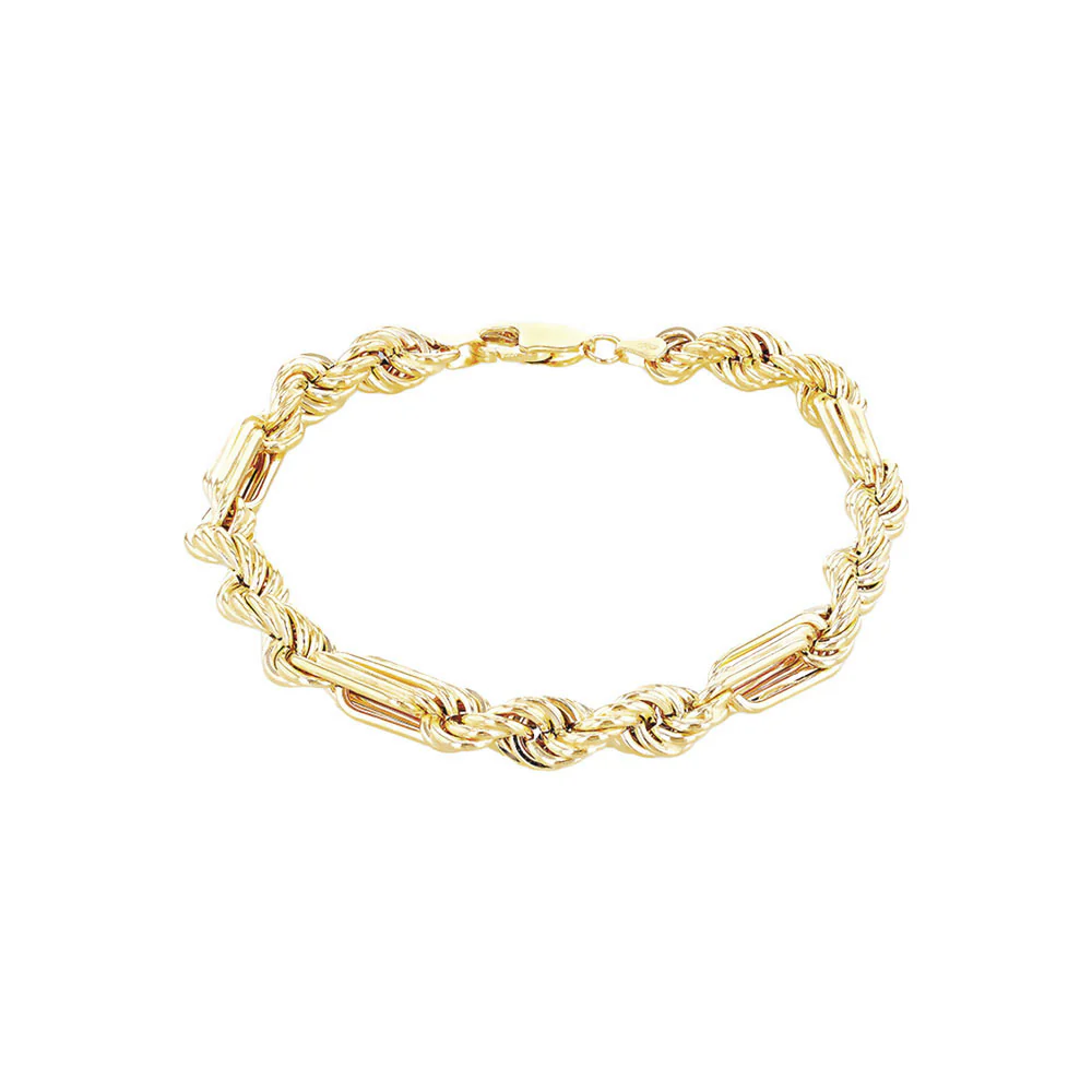 9ct Yellow Gold Intricate Rope Chain Bracelet