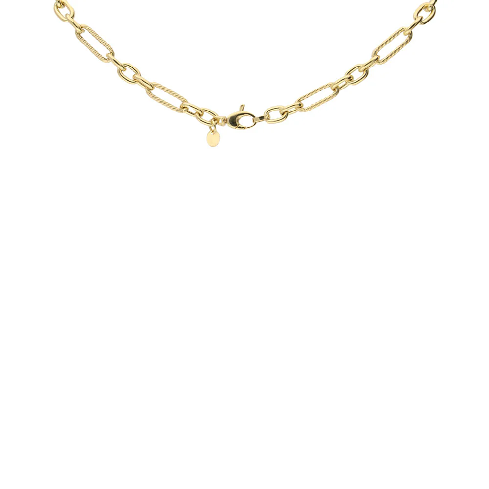 9ct Yellow Gold Long Twisted Bar and Round Link 45cm Chain - Image 3