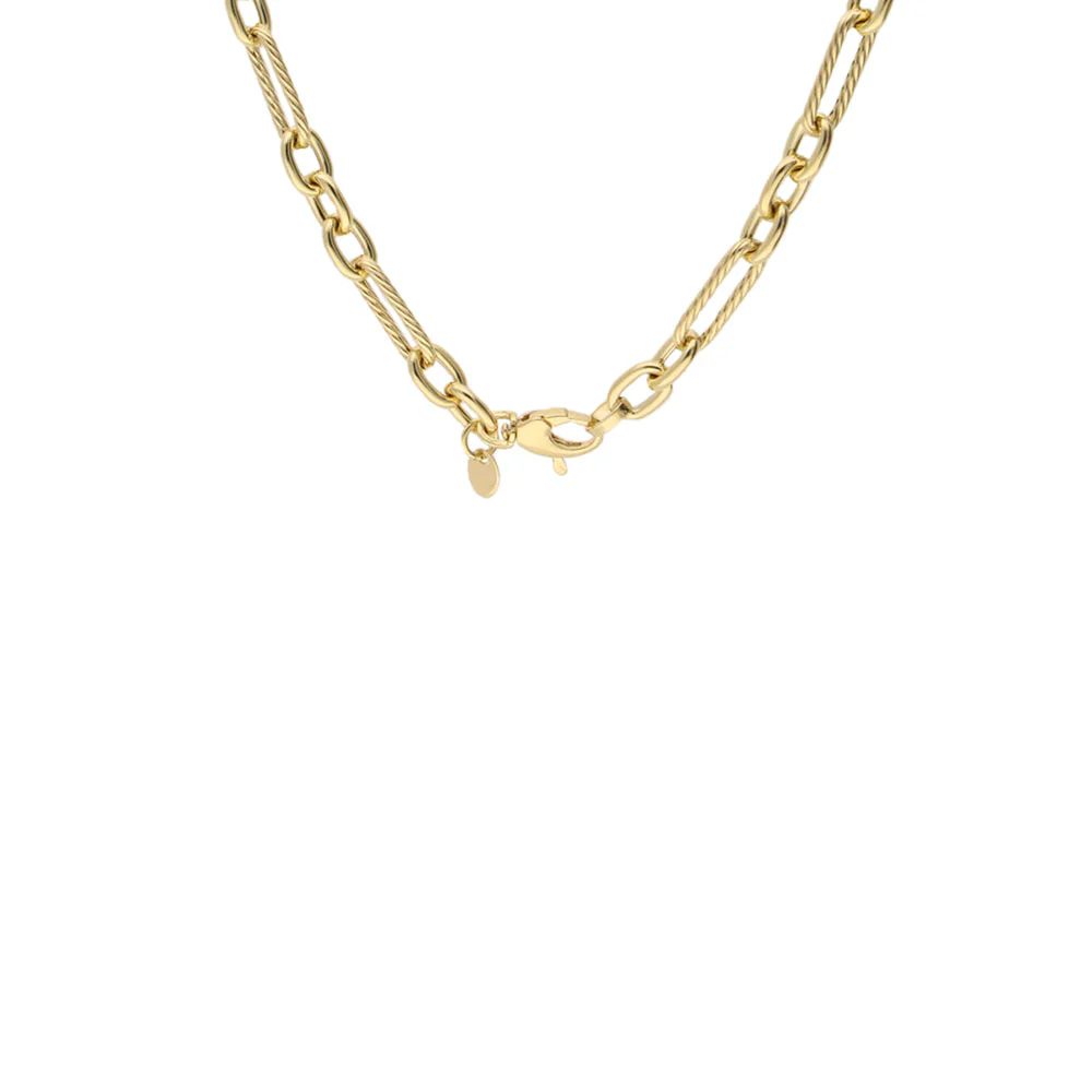 9ct Yellow Gold Long Twisted Bar and Round Link 50cm Chain - Image 3
