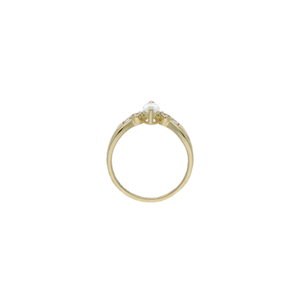 9ct Yellow Gold Marquise Zirconia Wishbone Ring - Image 4