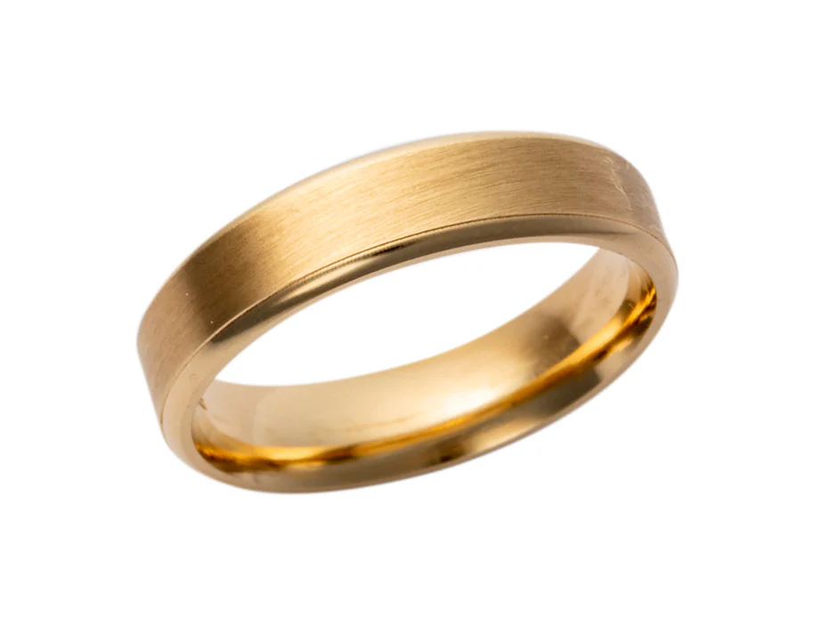 9CT Yellow Gold Matt 5mm Gents Wedding Band