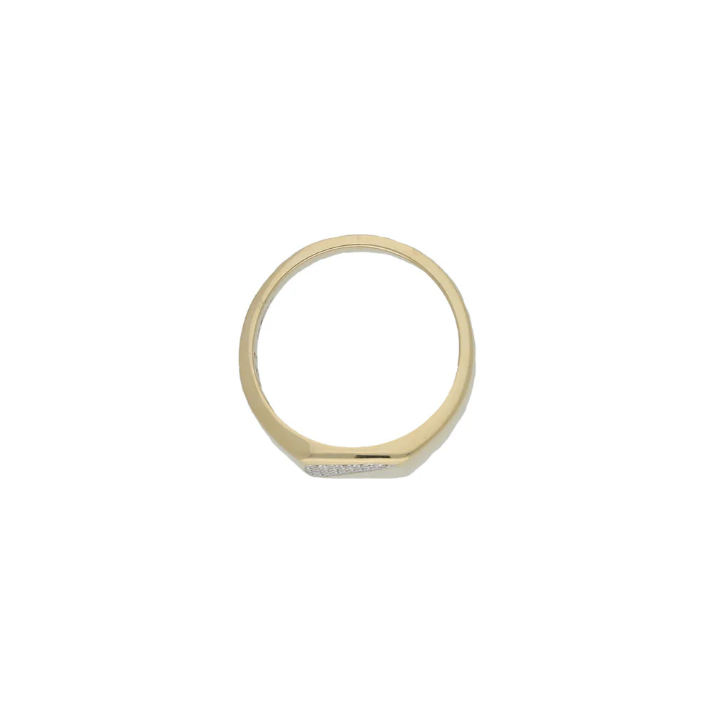 9ct Yellow Gold Men's Square Signet Ring with 0.1ct Diamonds - Image 3