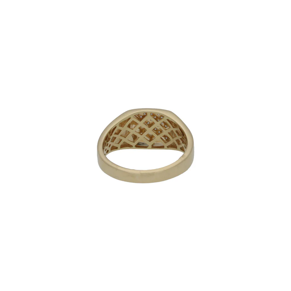 9ct Yellow Gold Men's Square Signet Ring with 0.1ct Diamonds - Image 4