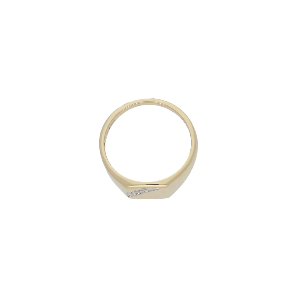 9ct Yellow Gold Men's Square Signet Ring with Diamonds - Image 4