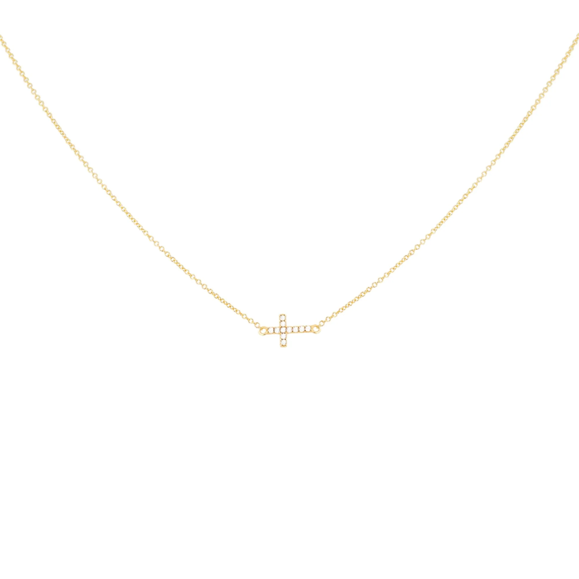 9ct Yellow Gold Mini Cross Zirconia Pendant