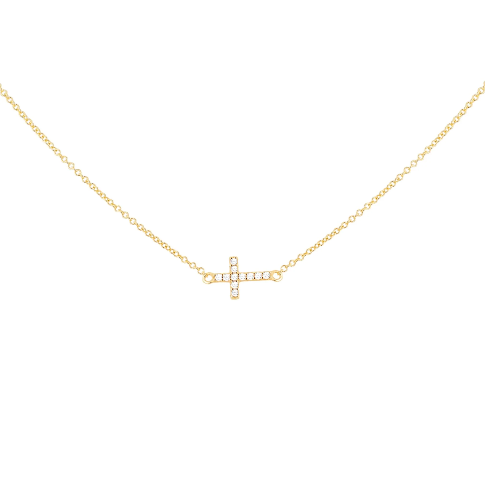 9ct Yellow Gold Mini Cross Zirconia Pendant - Image 2