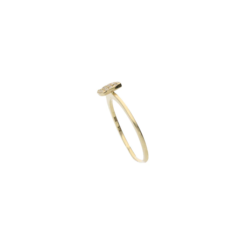 9ct Yellow Gold Mini Square Diamond Pave Dress Ring - Image 2