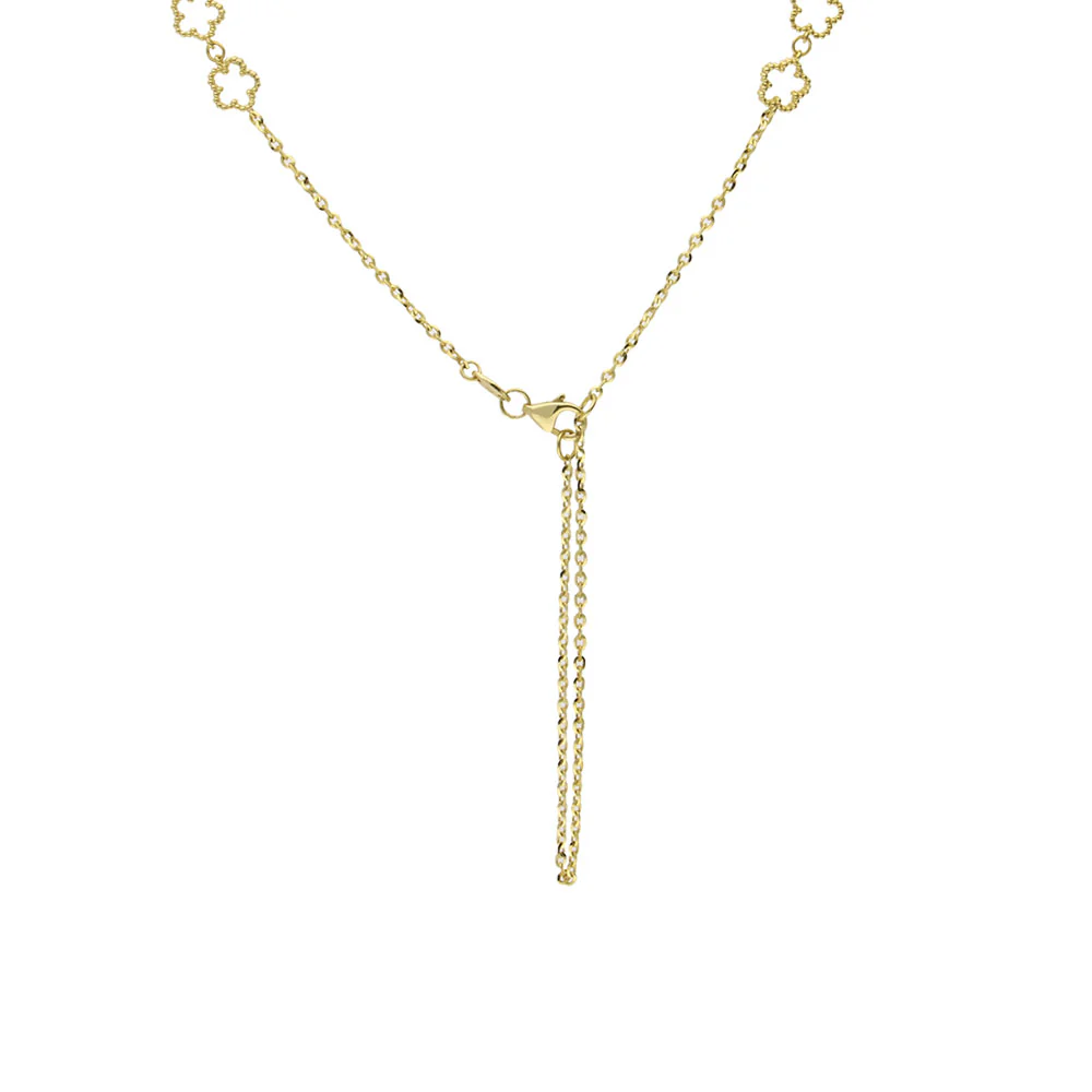 9ct Yellow Gold Mother of Pearl Flower Necklace - Image 4