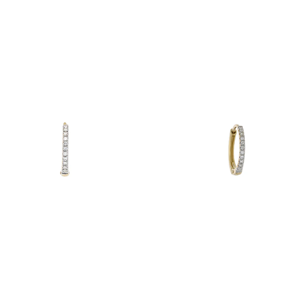 9ct Yellow Gold Narrow Diamond Hoop