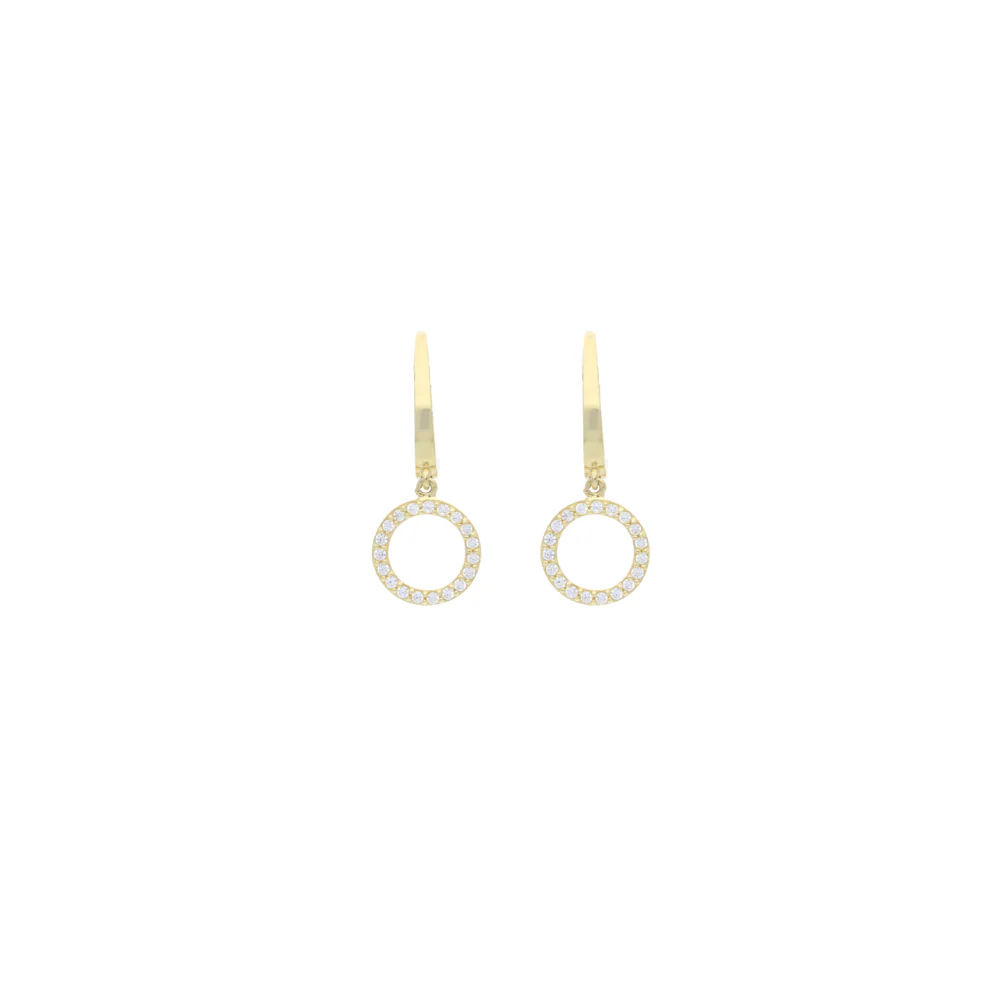 9ct Yellow Gold Open Cubic Zirconia Circle Drop Earrings - Image 2