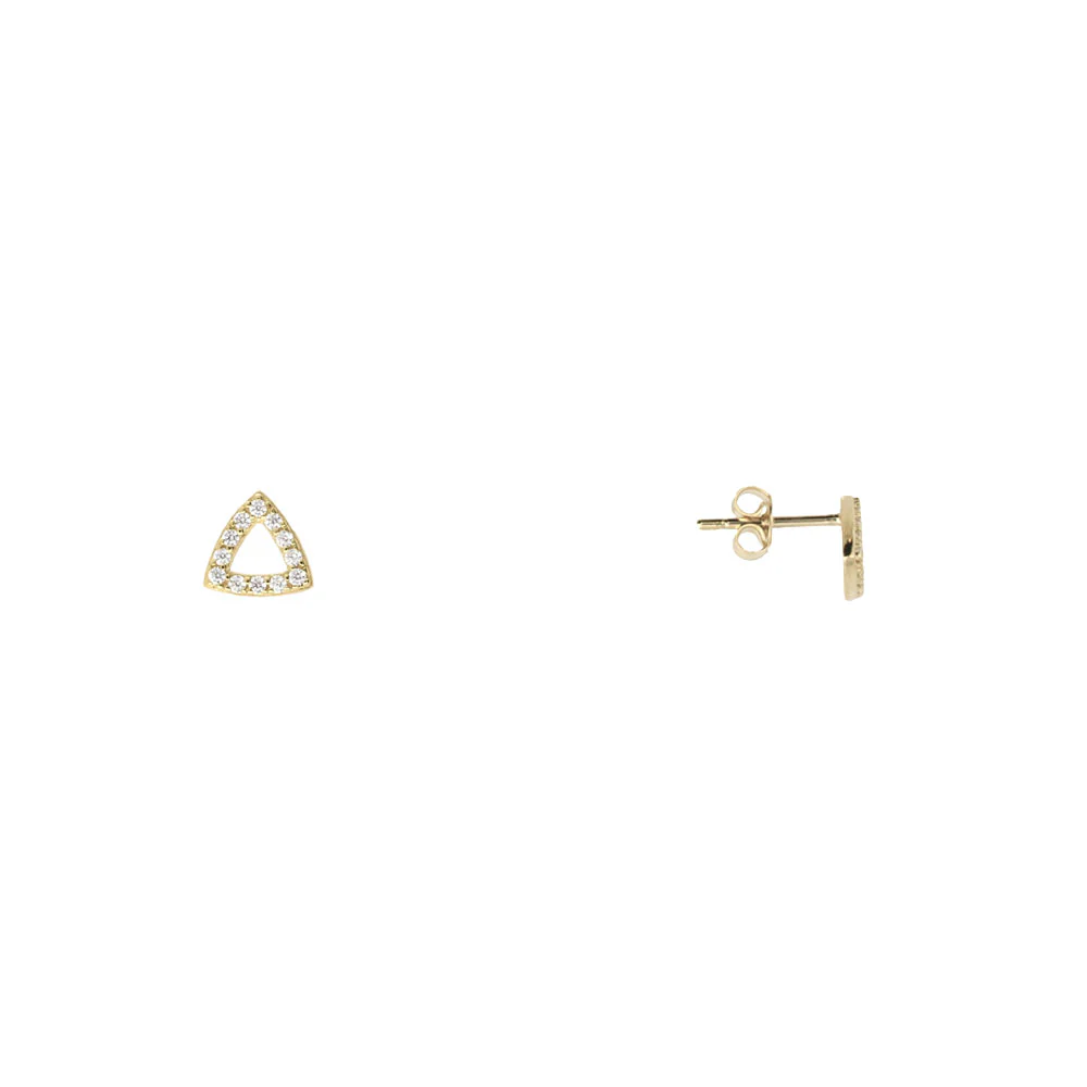 9ct Yellow Gold Open Triangle CZ Earrings - Image 2