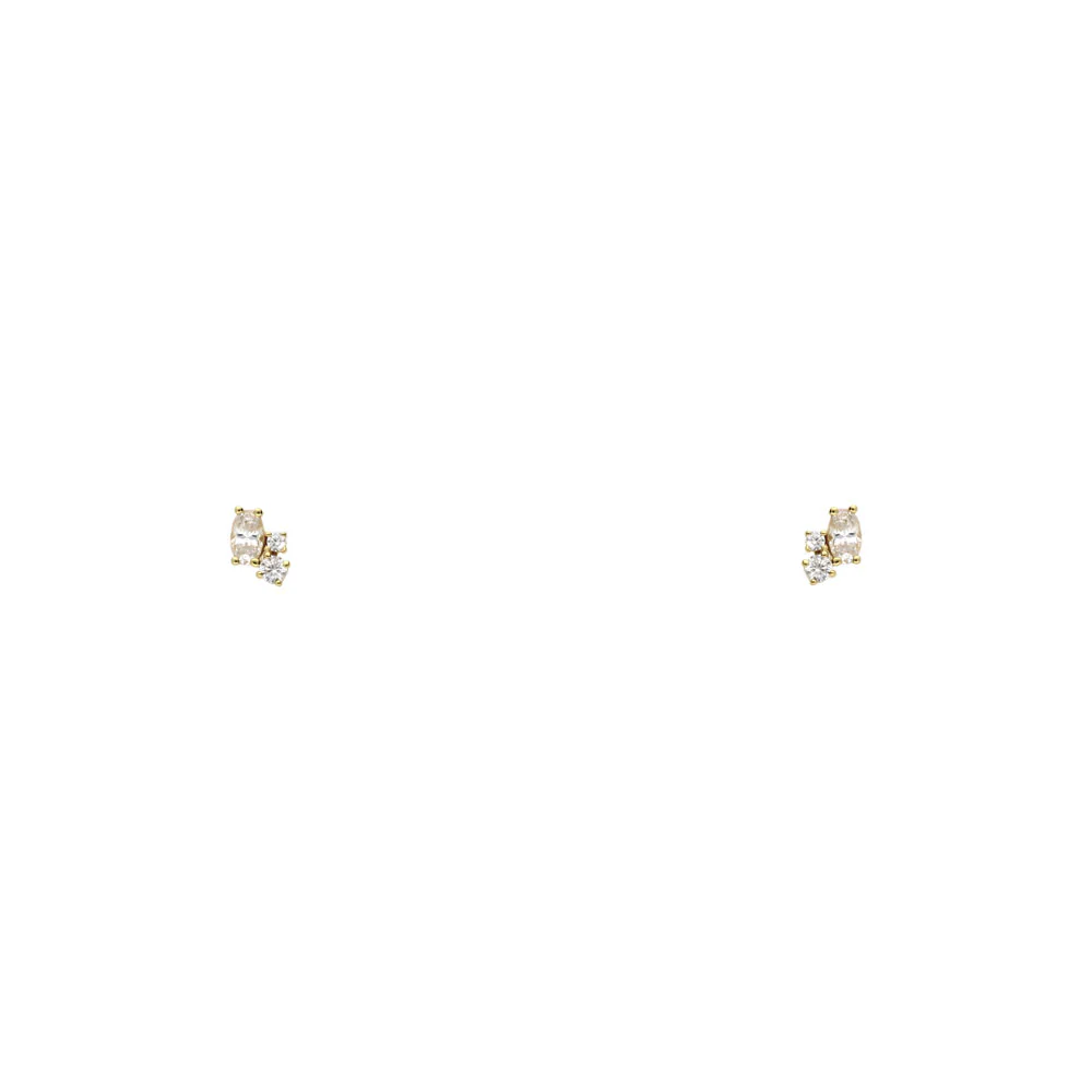 9ct Yellow Gold Oval and Round CZ Earrings