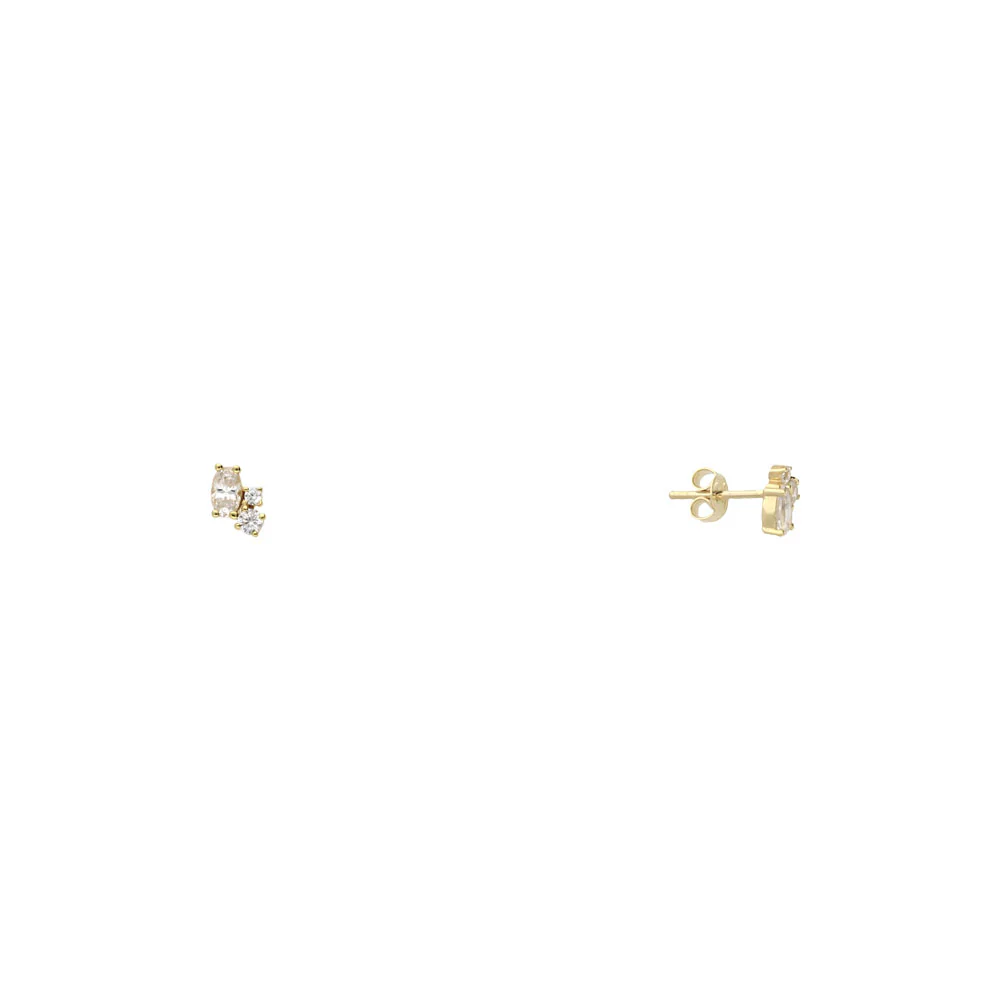 9ct Yellow Gold Oval and Round CZ Earrings - Image 3