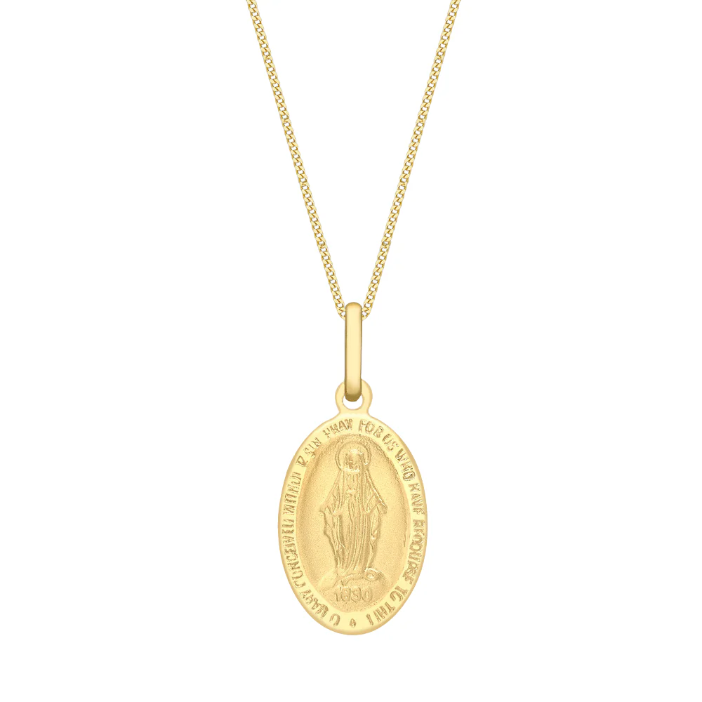 9ct Yellow Gold Oval Miraculous Medal - Image 3