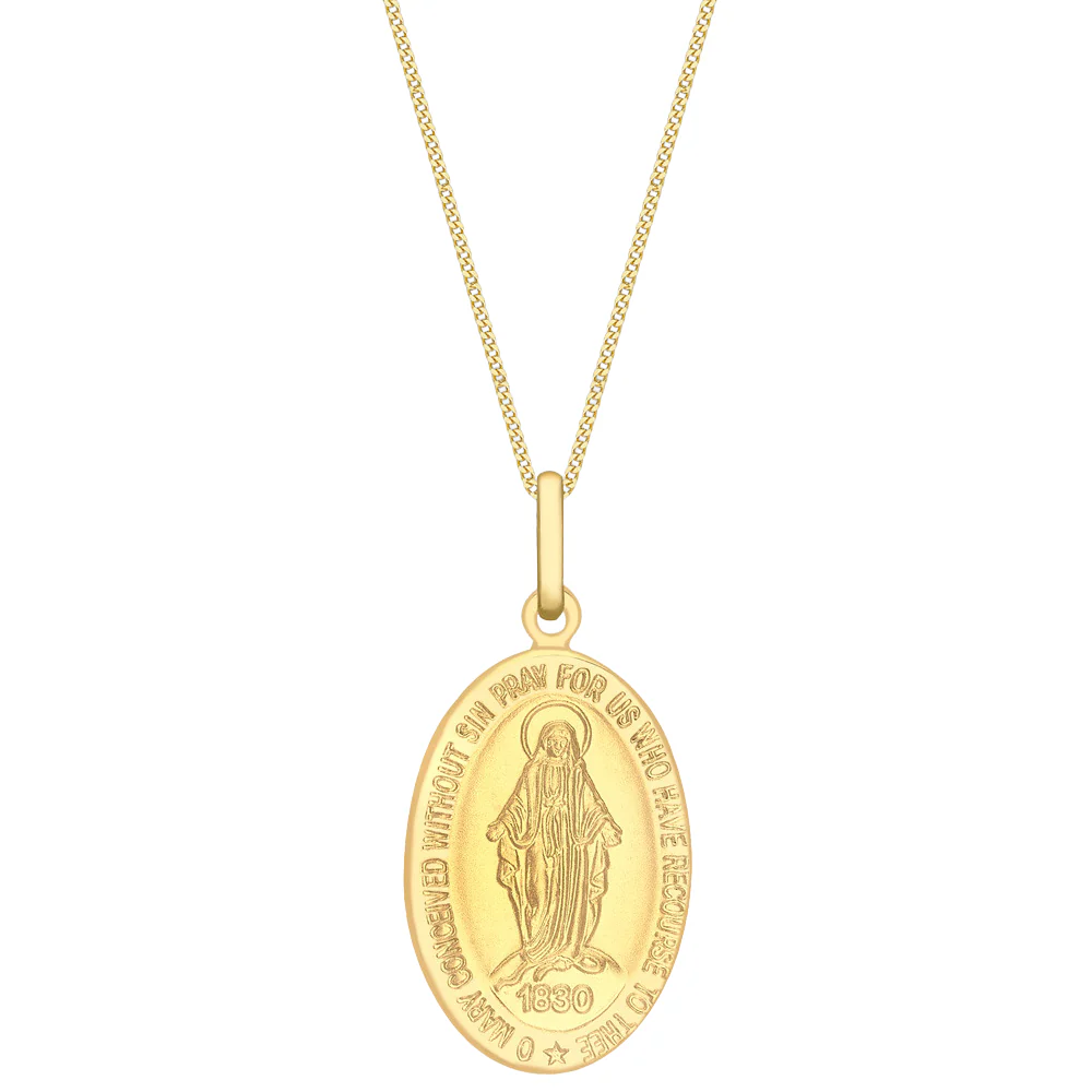 9ct Yellow Gold Oval Miraculous Medal - Image 5