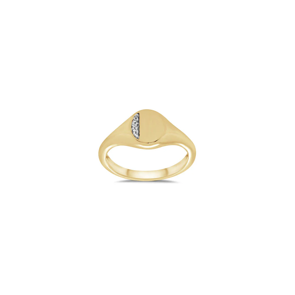 9ct Yellow Gold Oval Signet Diamond Ring
