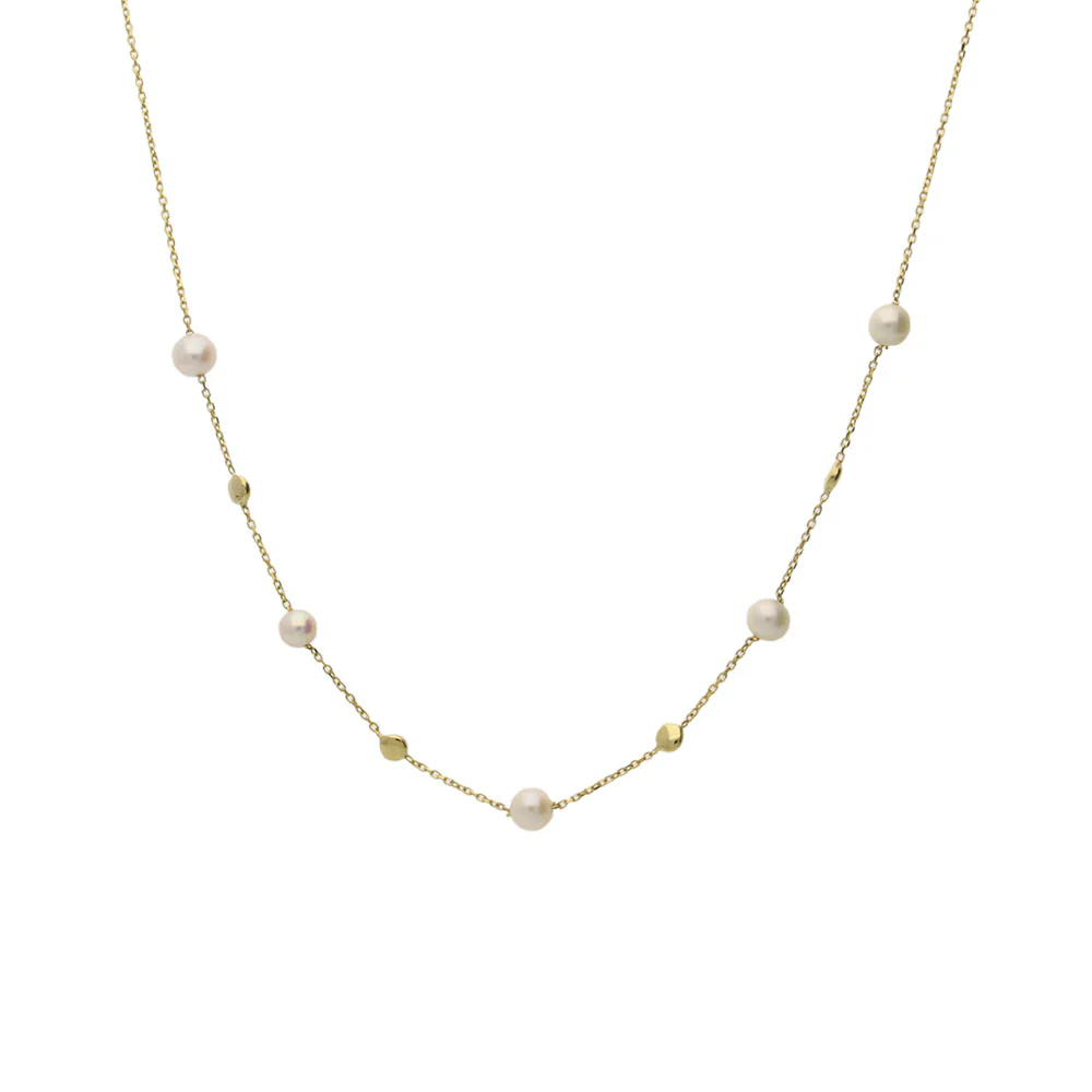 9ct Yellow Gold Pearl and Flat Beads Pendant - Image 3
