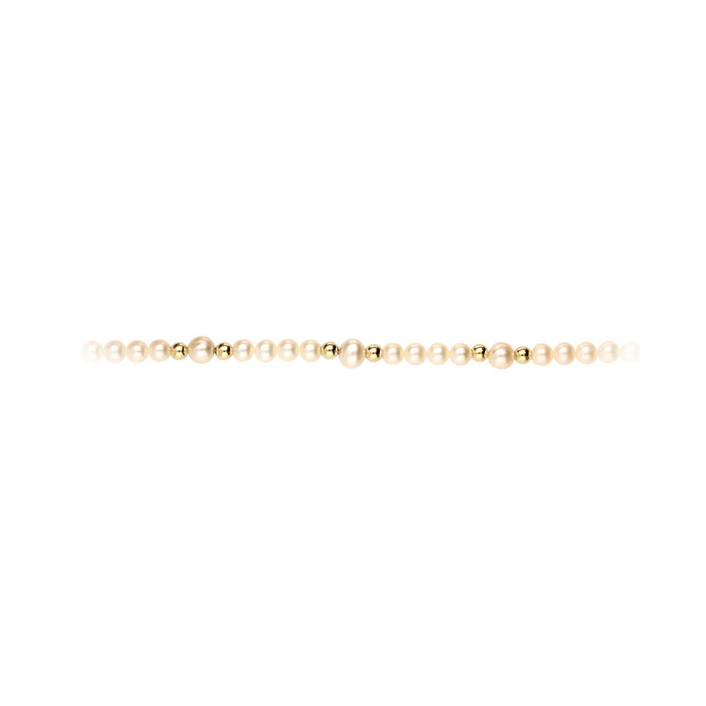 9ct Yellow Gold Pearl and Gold Bead Bracelet - Image 3