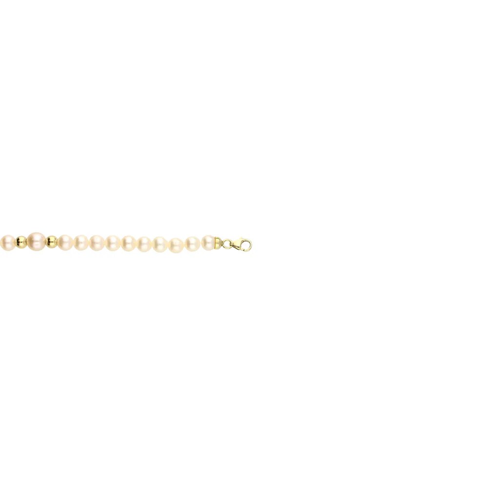 9ct Yellow Gold Pearl and Gold Bead Bracelet - Image 5