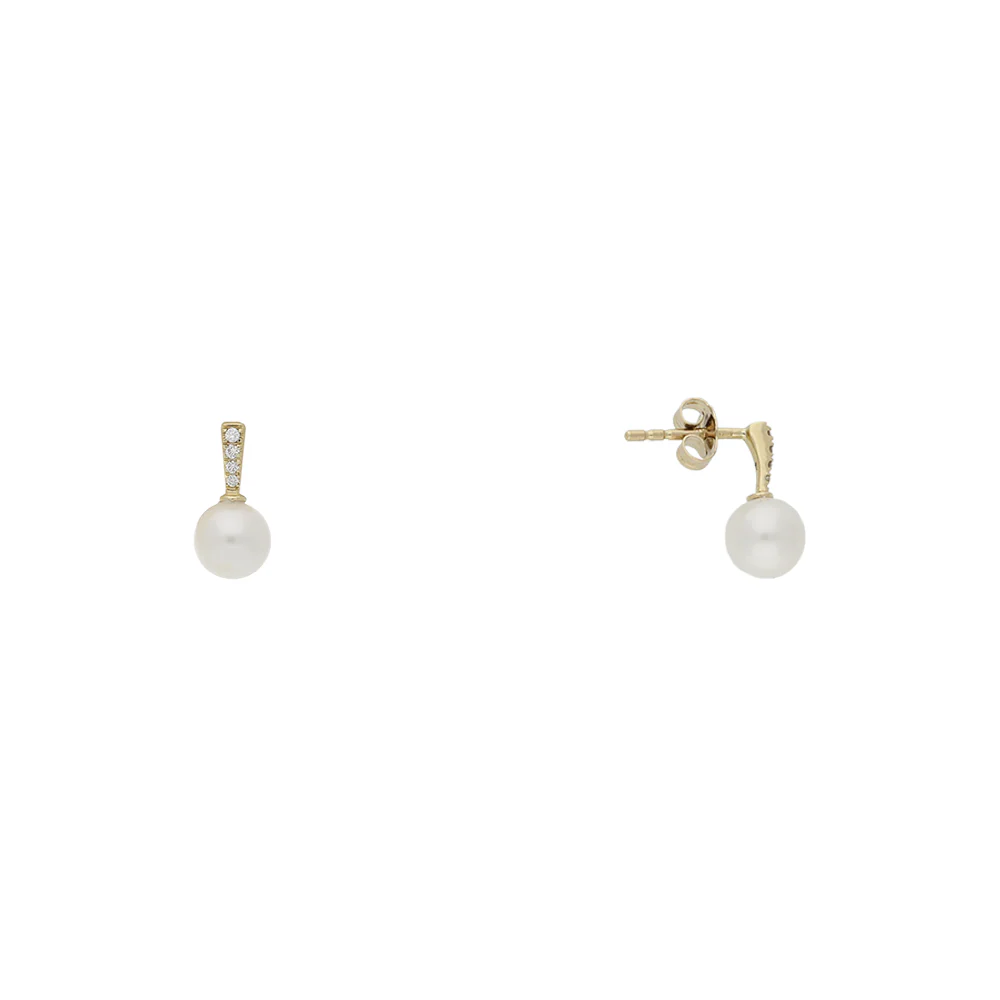 9ct Yellow Gold Pearl & Diamond Earrings and Necklace Set - Image 2