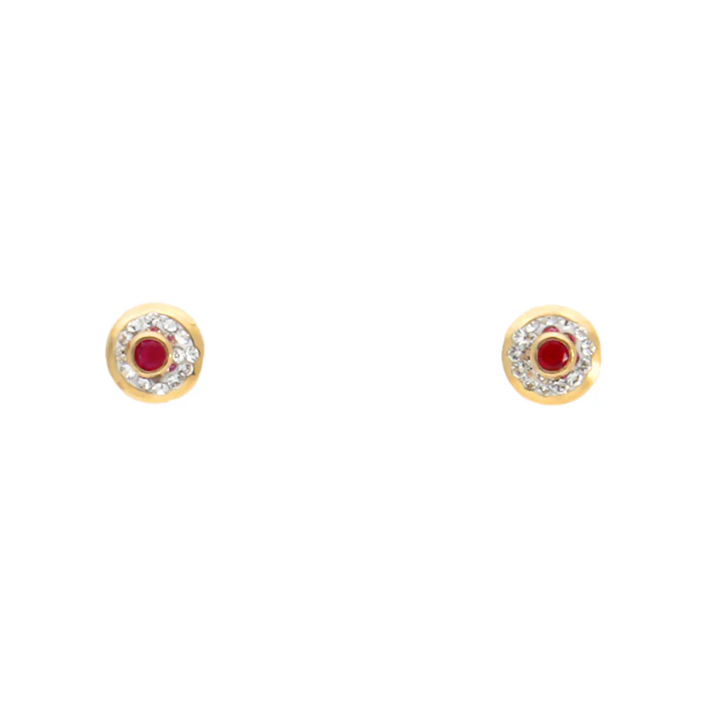 9ct Yellow Gold Petite Ruby and CZ Earrings