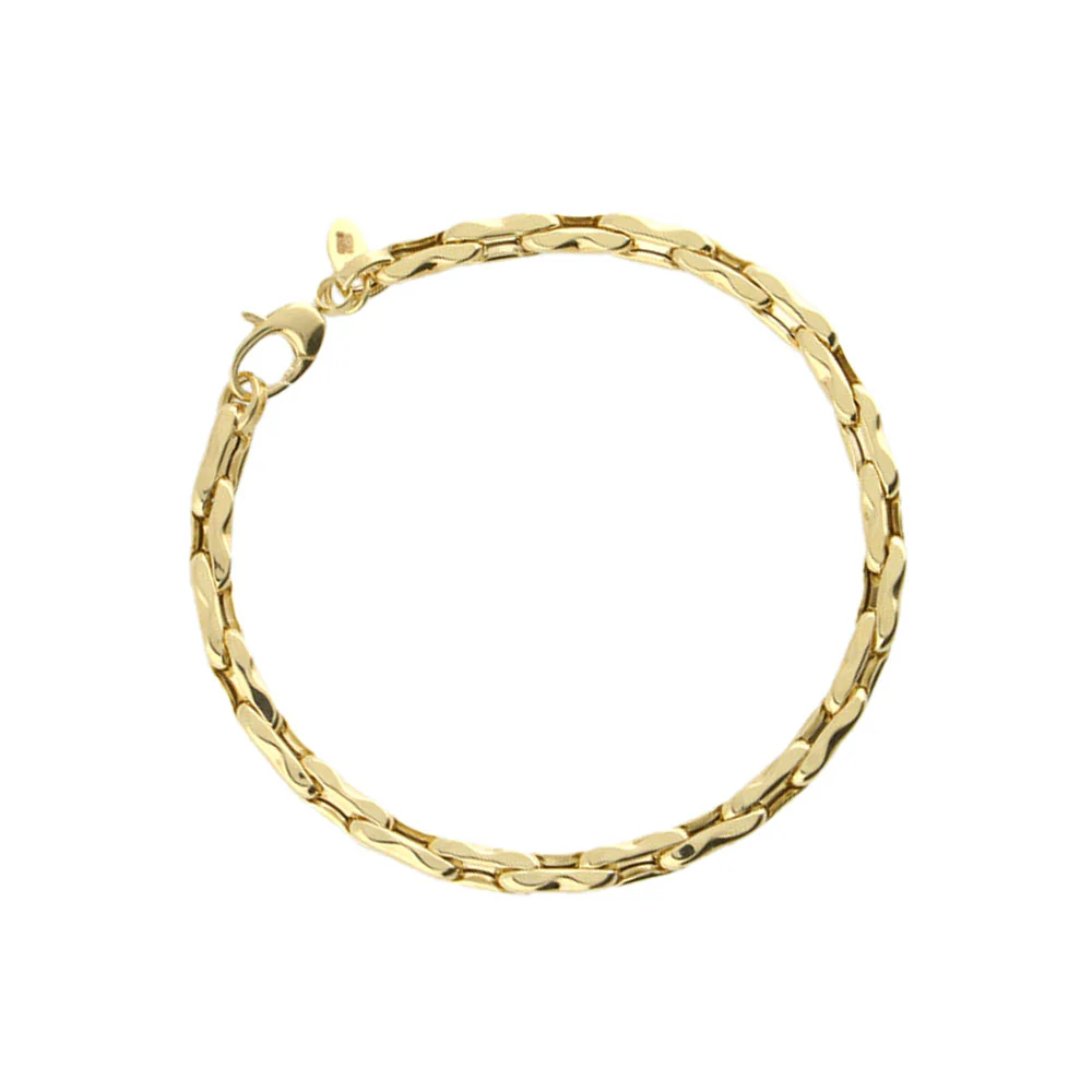 9ct Yellow Gold Pinched Long Link Chain Bracelet