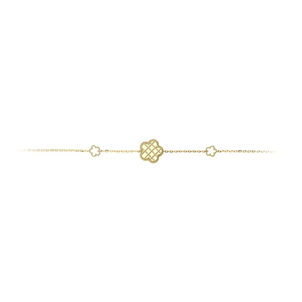 9ct Yellow Gold Pink Mother of Pearl Flower Bracelet - Image 3