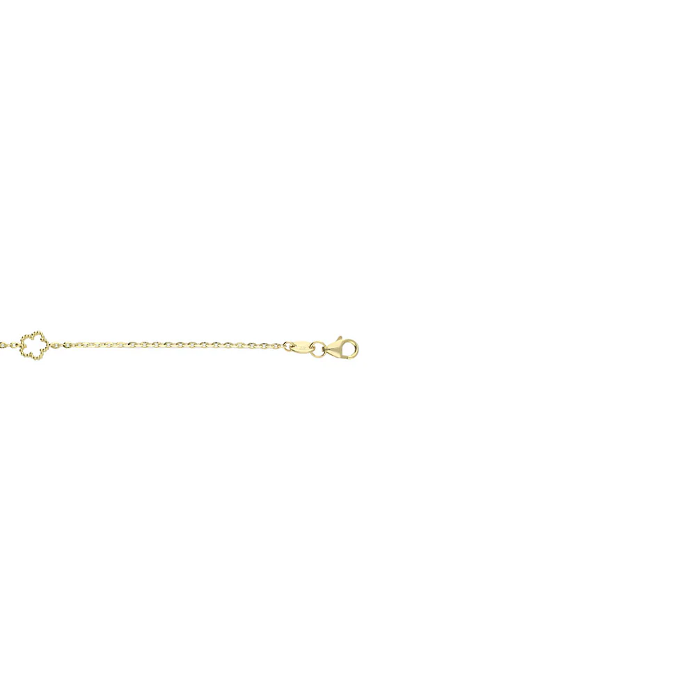 9ct Yellow Gold Pink Mother of Pearl Flower Bracelet - Image 6