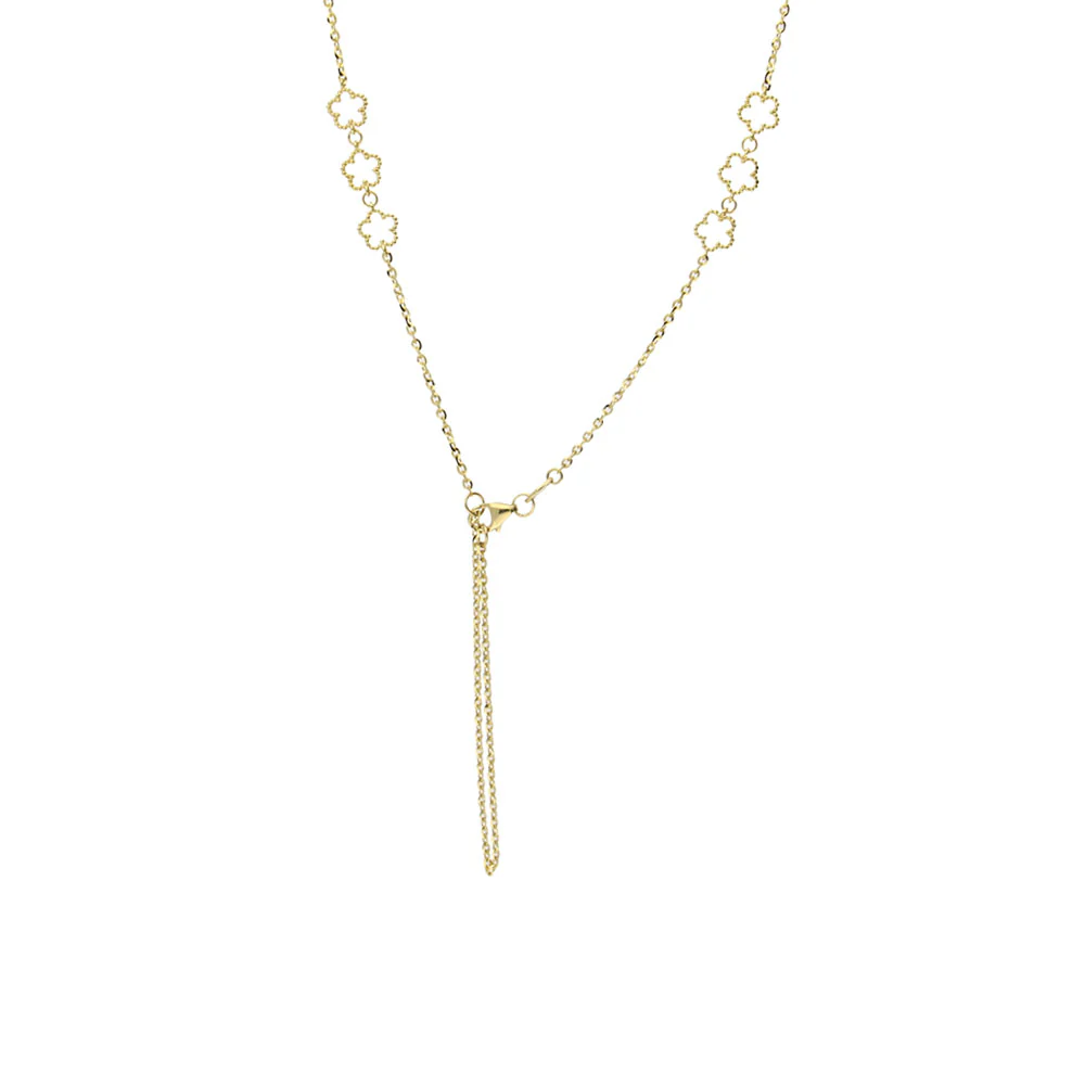 9ct Yellow Gold Pink Mother of Pearl Flower Necklace - Image 4
