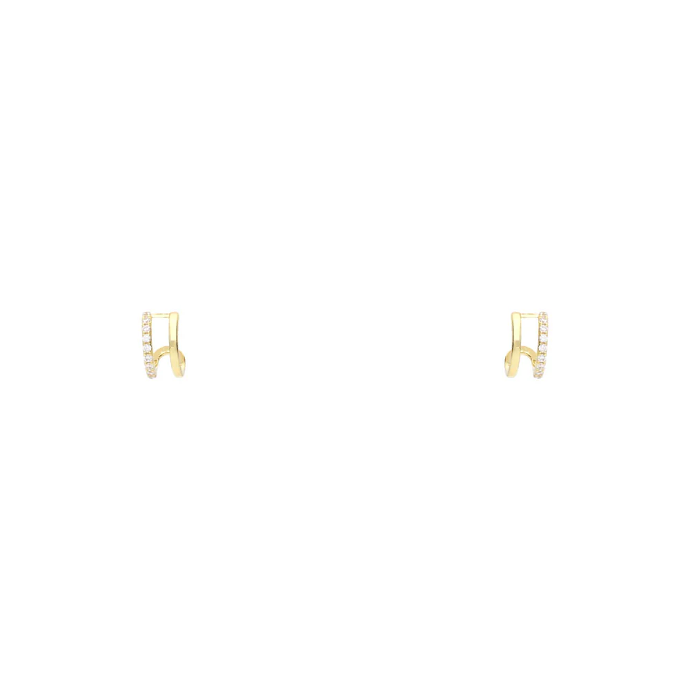 9ct Yellow Gold Plain and CZ Open Cuff Earrings