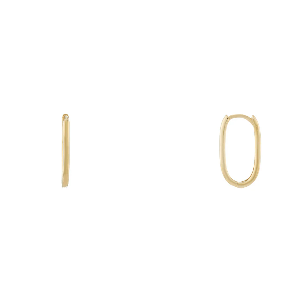9ct Yellow Gold Polished Oval Small Hoops Earrings