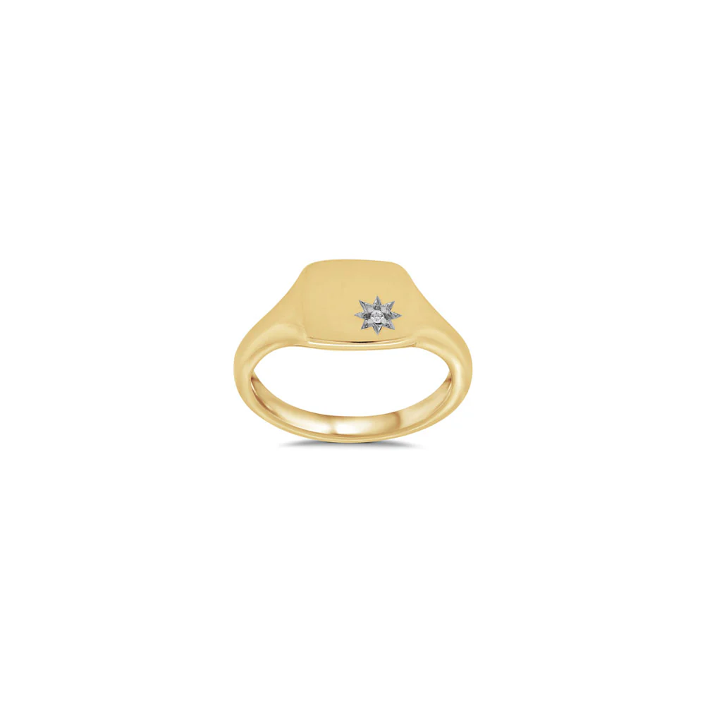 9ct Yellow Gold Rectangular Diamond Signet Ring