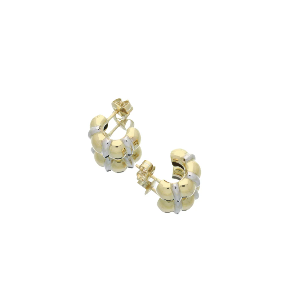 9ct Yellow Gold Ribbed Huggies Earrings - Image 2